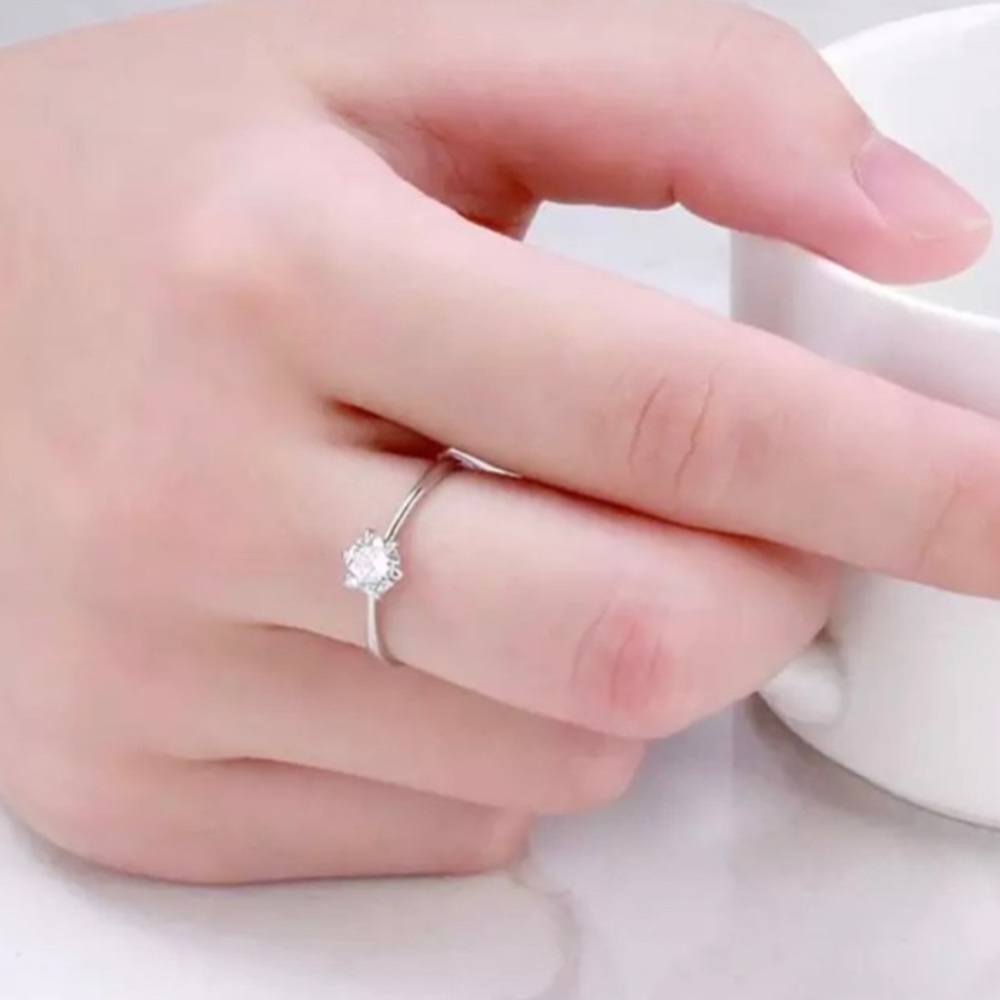 NEW MINIMALIST 925 SILVER DIAMOND RING - Picture 2 of 6